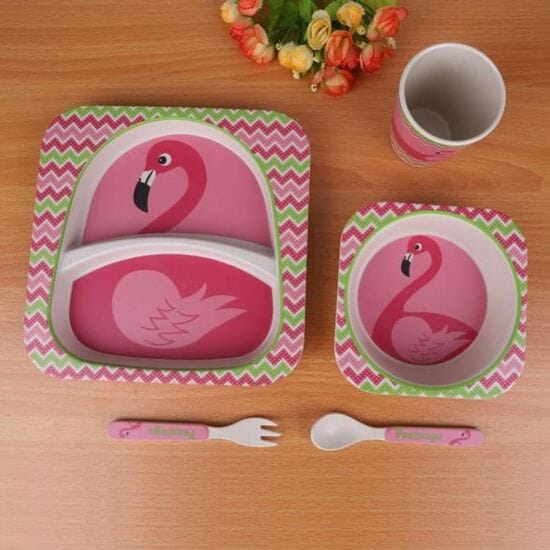 VAISSELLE BEBE - BambooKid™ - Flamant rose - Le Coin de Bébé
