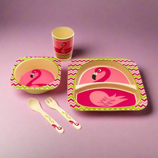 VAISSELLE BEBE - BambooKid™ - Flamant rose - Le Coin de Bébé